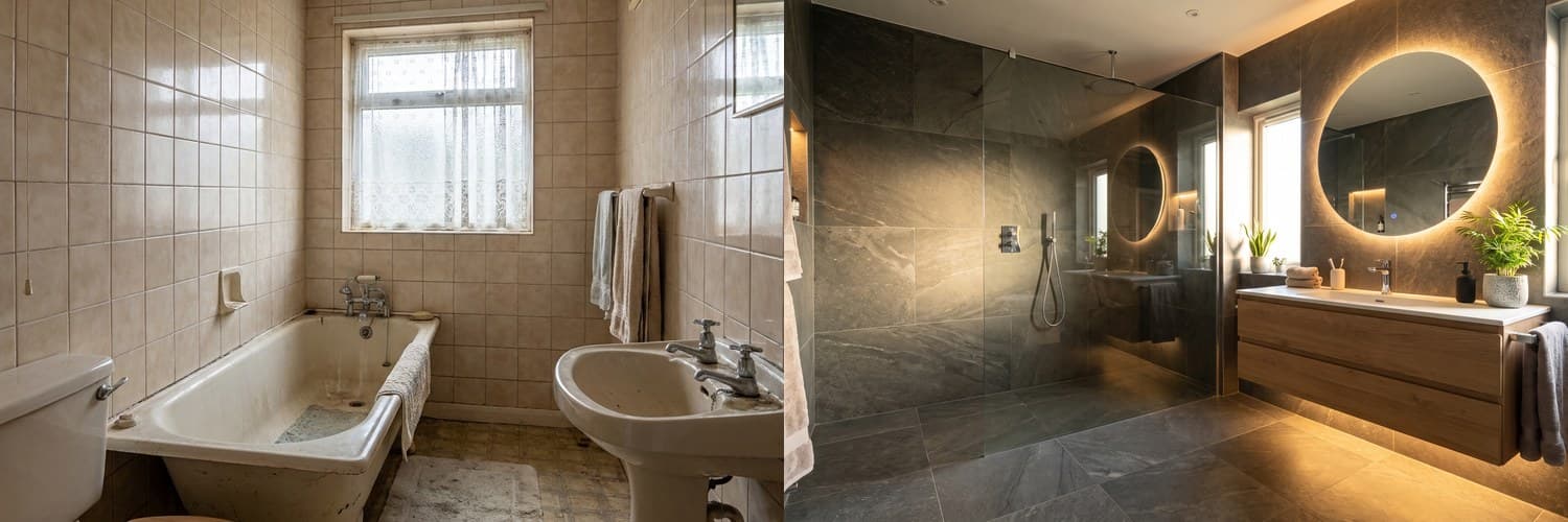Bathroom before and after