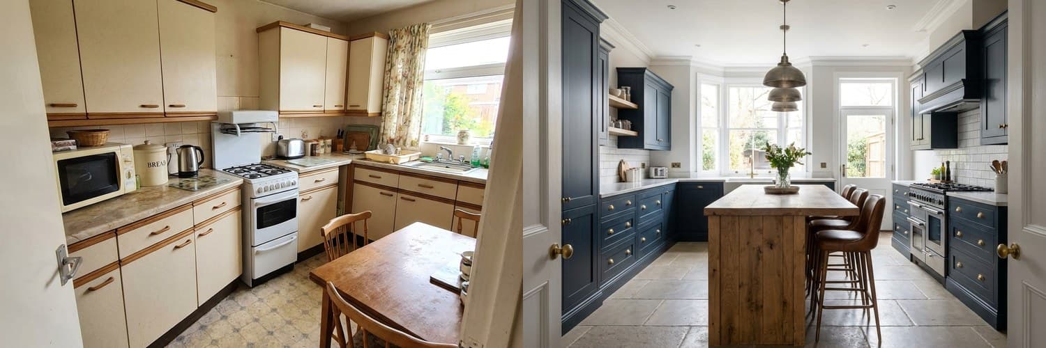 Kitchen before and after